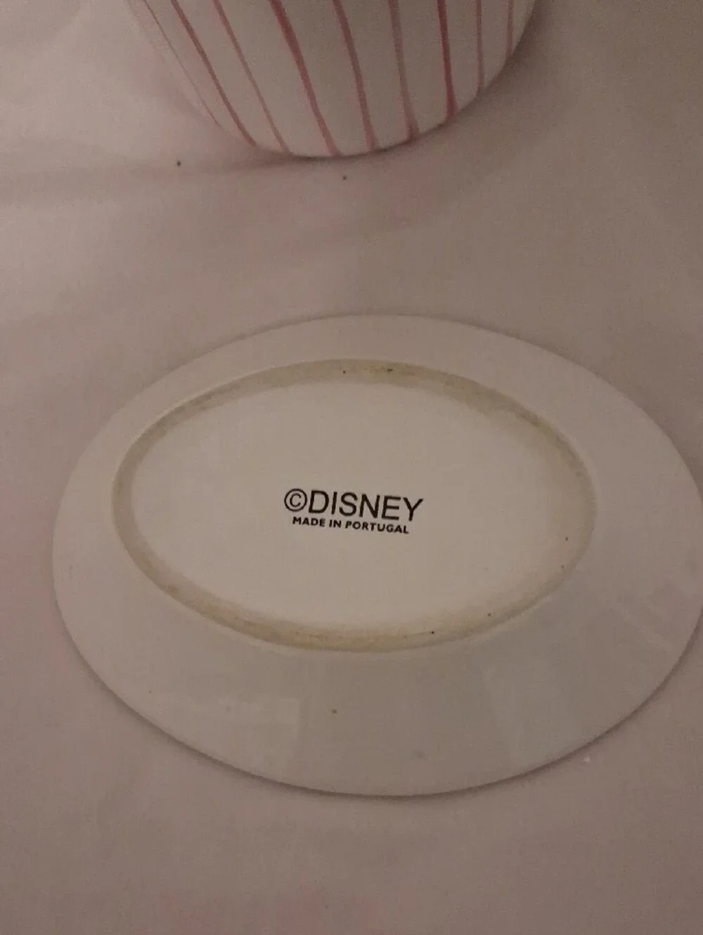 Disney White Ceramic Set with Pink Stripe Accents
